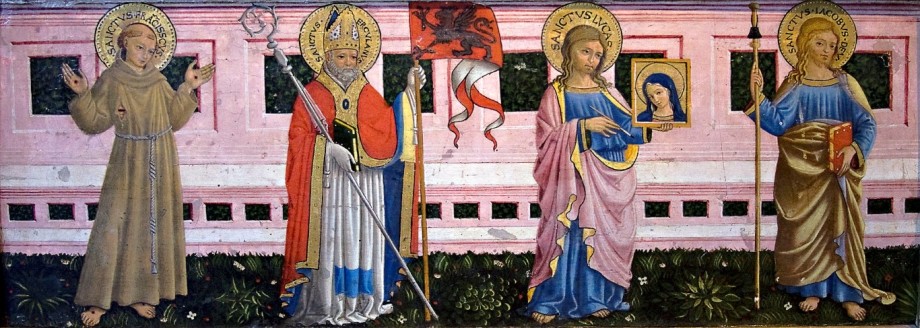 Bartolomeo Caporali, Ss. Francis of Assisi, Herculan, Luke, and James the Greater (15th c.)