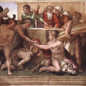 Michelangelo, Sacrifice of Noah, Sistine Chapel ceiling (1512)