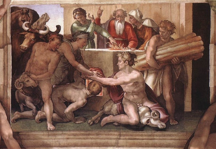 Michelangelo, Sacrifice of Noah, Sistine Chapel ceiling (1512)