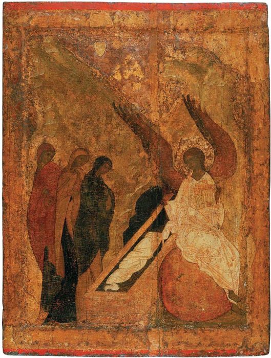 Workshop of Daniel Chorny and Andrey Rublev, Icon of the Women at the Grave (1420s)