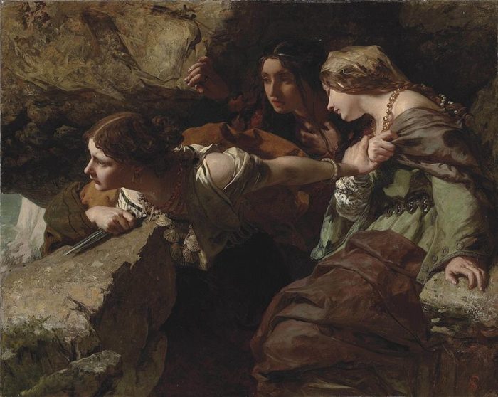 James Sant, Courage, Anxiety and Despair - Watching the Battle (1850)